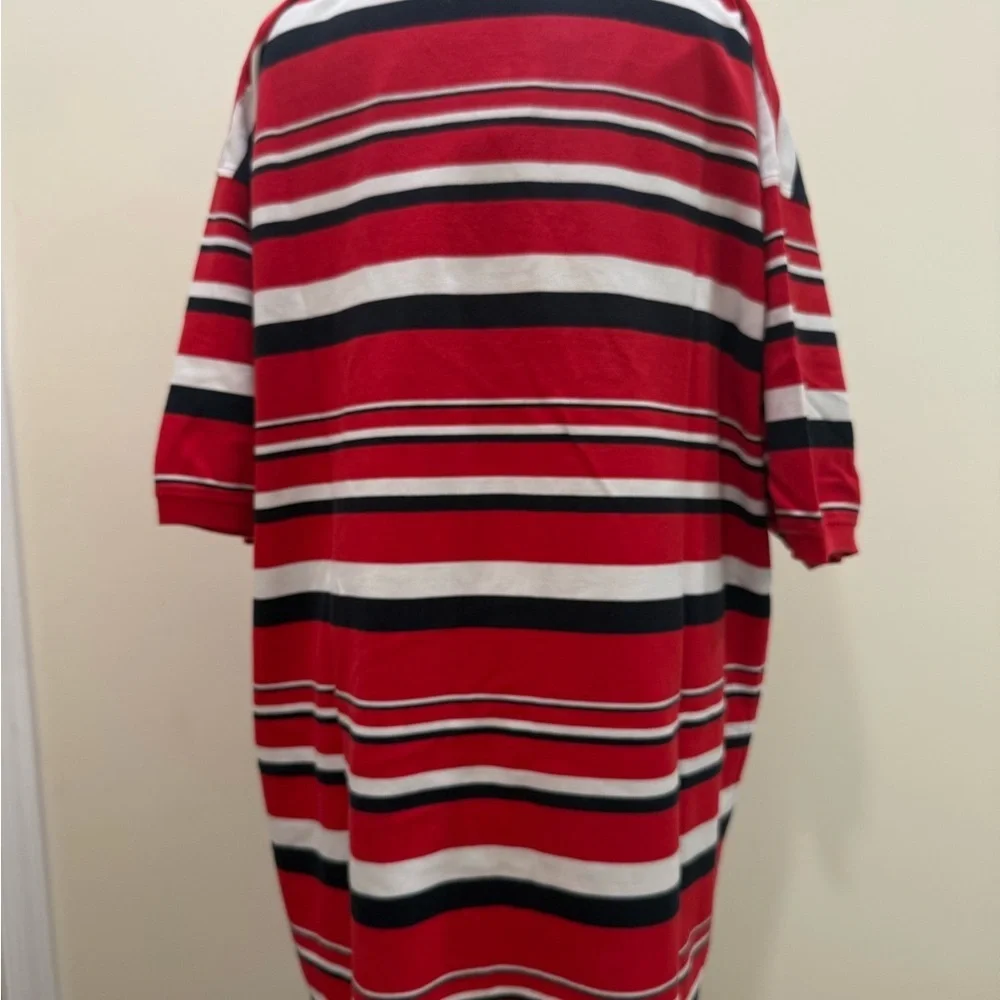 •Lacoste Men's Polo Shirt with Red, Black, and White Stripes US 2X or Lacoste 11